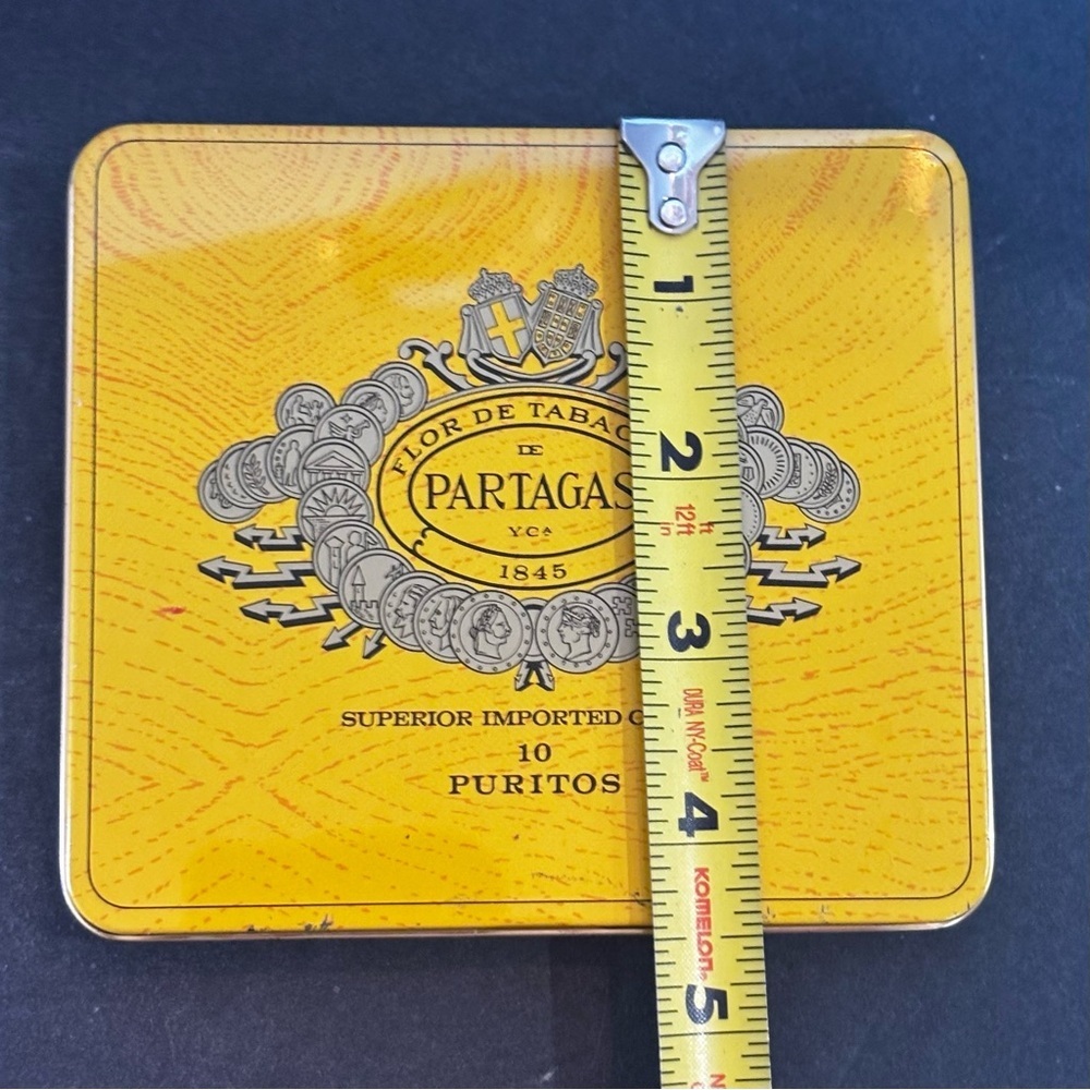 VINTAGE EMPTY PARTAGAS 10 PURITOS MINI CIGAR METAL TIN CLEAN - Picture 7 of 8